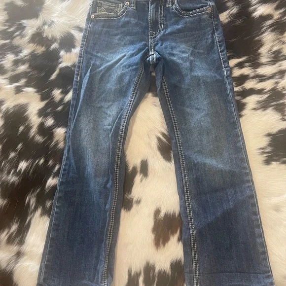 Boys Size 7 Rock & Roll Blue Denim Jeans with Contrast Stitching - Picture 3 of 4